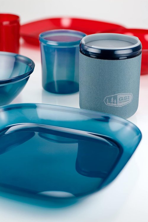 GSI Outdoors - Infinity 4 Person Deluxe Nesting Table Set Multicolor Durable, Break Resistant Plates, Bowls, Mugs and Cups