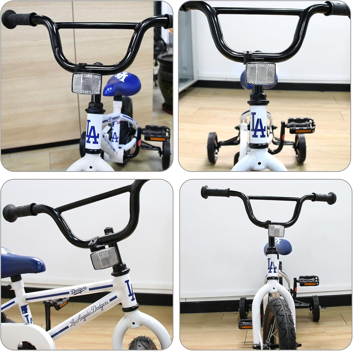 Quality Kids(Small) Bike Front&Rear Reflectors Kit for Handlebar and Seatpost (RED+White)