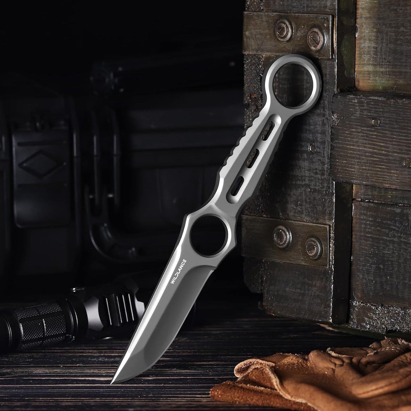 EDC Fixed Blade Knife with Sheath, Camping Knife Fixed Blade 3.3" DC53 Steel Outdoor Survival Blade Full Tang Hunting Knives for Men Women IB-01, Silver