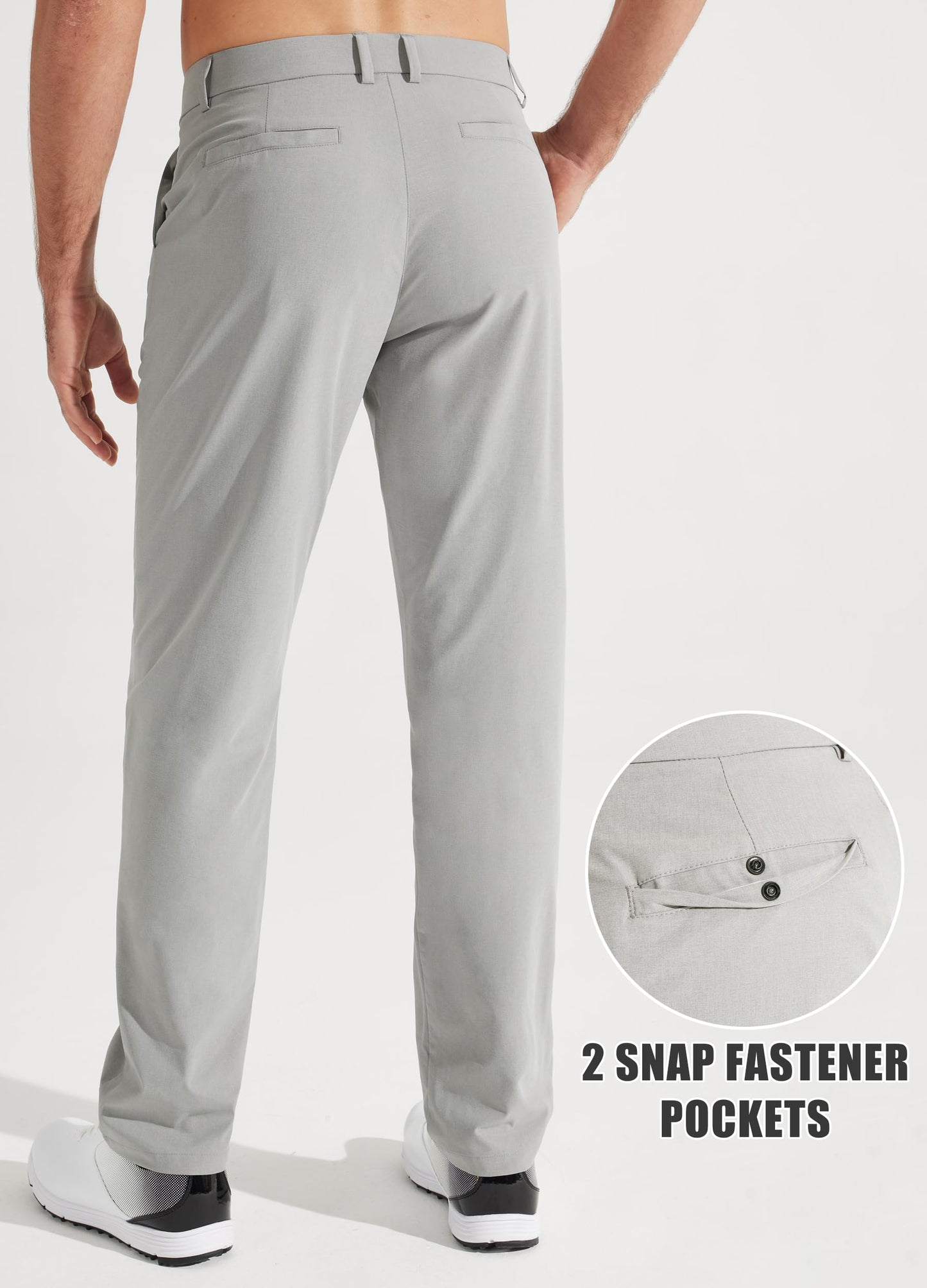 Libin Mens Golf Pants Stretch Work Dress Pants 30" Quick Dry Lightweight Business Casual Slacks for Men Travel Vocation Water Resistant, Neutral Grey, 36W x 30L