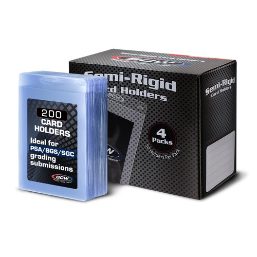 BCW Semi Rigid Card Holder #1 | 50 Pack | Semi Rigid Card Sleeves for Grading | PSA Submission Card Savers I for Sports, Pokémon, and Memorabilia Cards