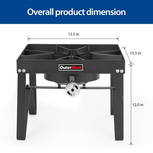 OuterMust Outdoor Propane Burner Heavy Duty Propane Gas Stoves for Cooking with 10 PSI Regulator and Cast Iron Braided Holes Perfect for Home Brewing, Crawfish Boiler, Turkey Fryer and Seafood Boiler