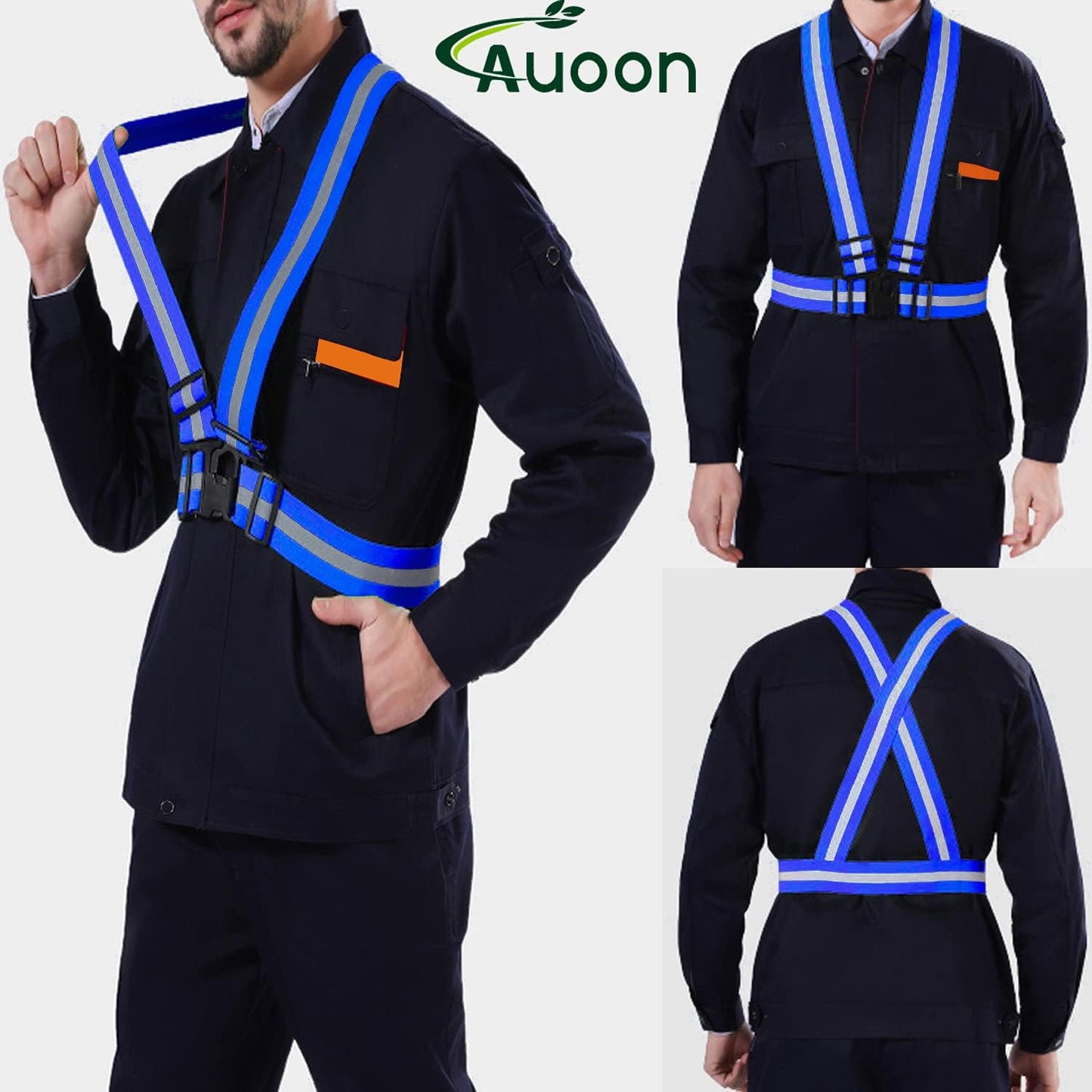 AUOON Reflective Running Vest,Reflective Vest Adjustable for Run,Cycle,Walk, Outdoor,Breathable Waterproof Lightweight