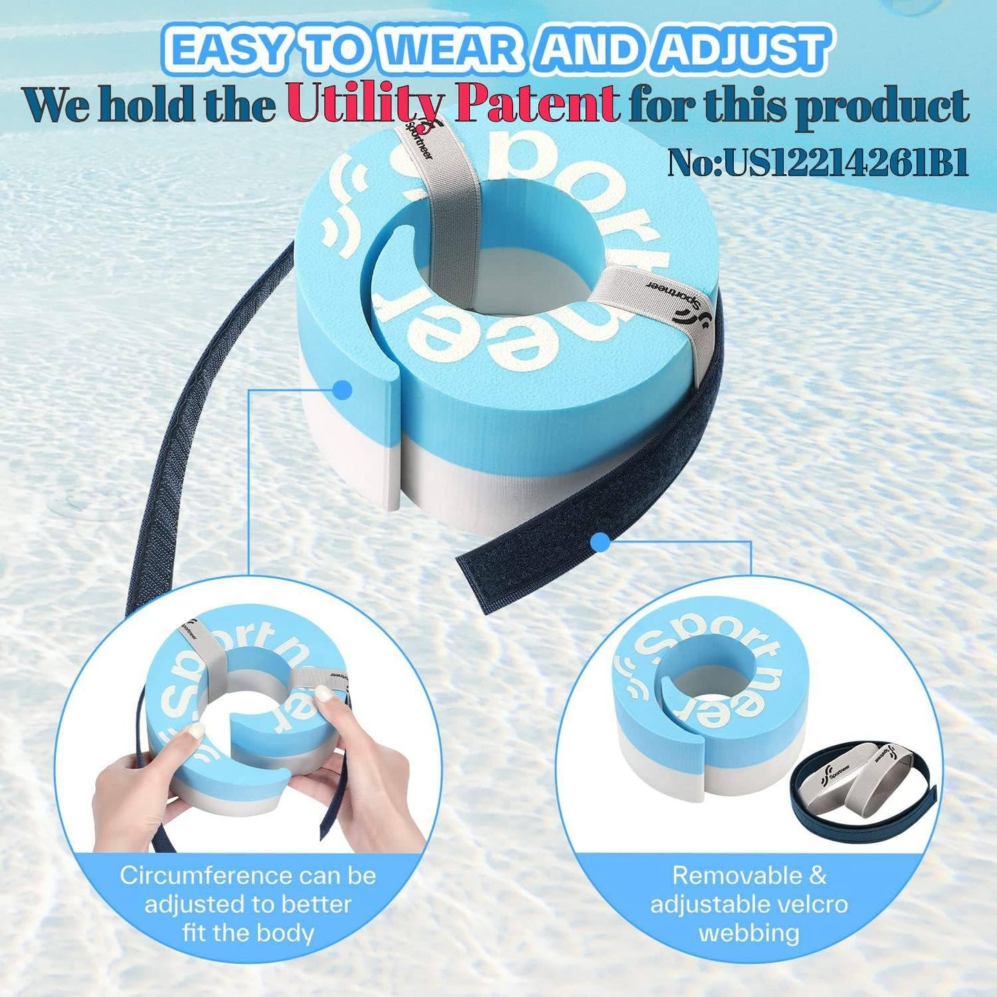 Foam Aquatic Cuffs Exercise Equipment: Sportneer Water Aerobics Float Ring with Adjustable Webbing Pool Exercise Workout Set Water Ankle Ring