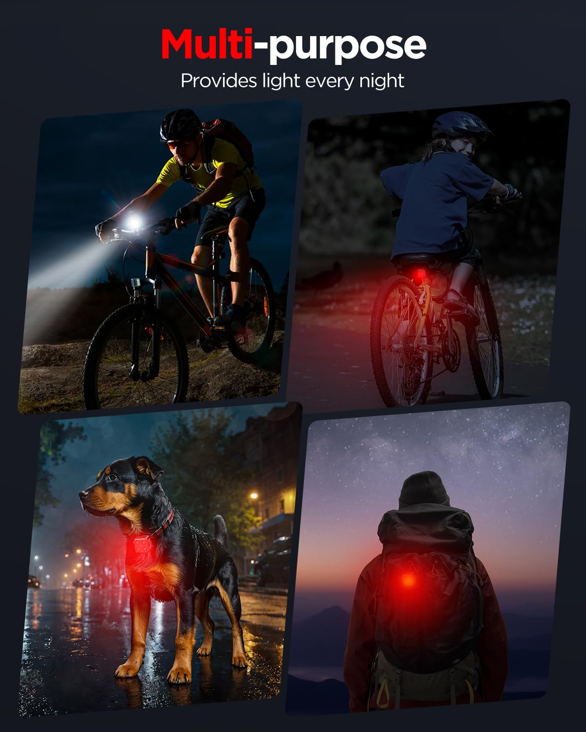 Akale Bike Lights Set, Rechargeable Bicycle Lights Front and Rear, 4 Light Mode Options, Bike Headlight, IPX4 Waterproof, Easy to Install for Men Women Road