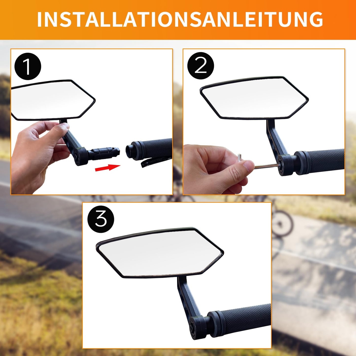 Homieway Bike Mirror 2PCS, HD Glass Bicycle Mirrors for Handlebar Mount, Adjustable Bar End Bike Rear View Mirror, Scratch Resistant Handlebar-Mirror for E-bike, Cycle Rearviewmirror (0.55-0.78")