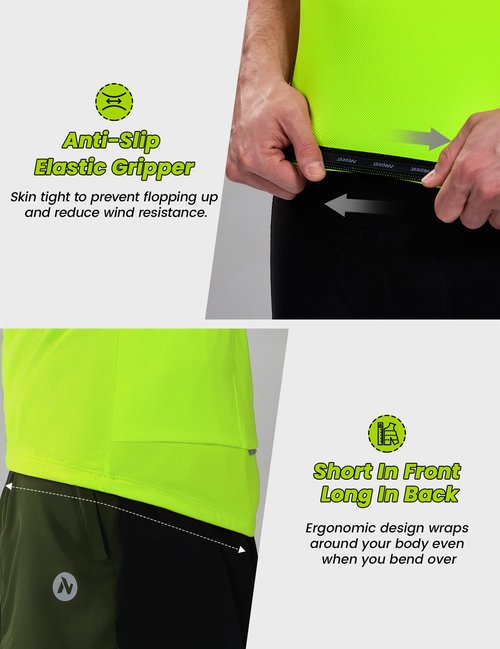 Nepest Bike Jersey for Men Cycling Reflective Quarter Zip Cycle Biking Shirts with Zipper Pockets Moisture Wicking Breathable Biker Tops Neno Green XL