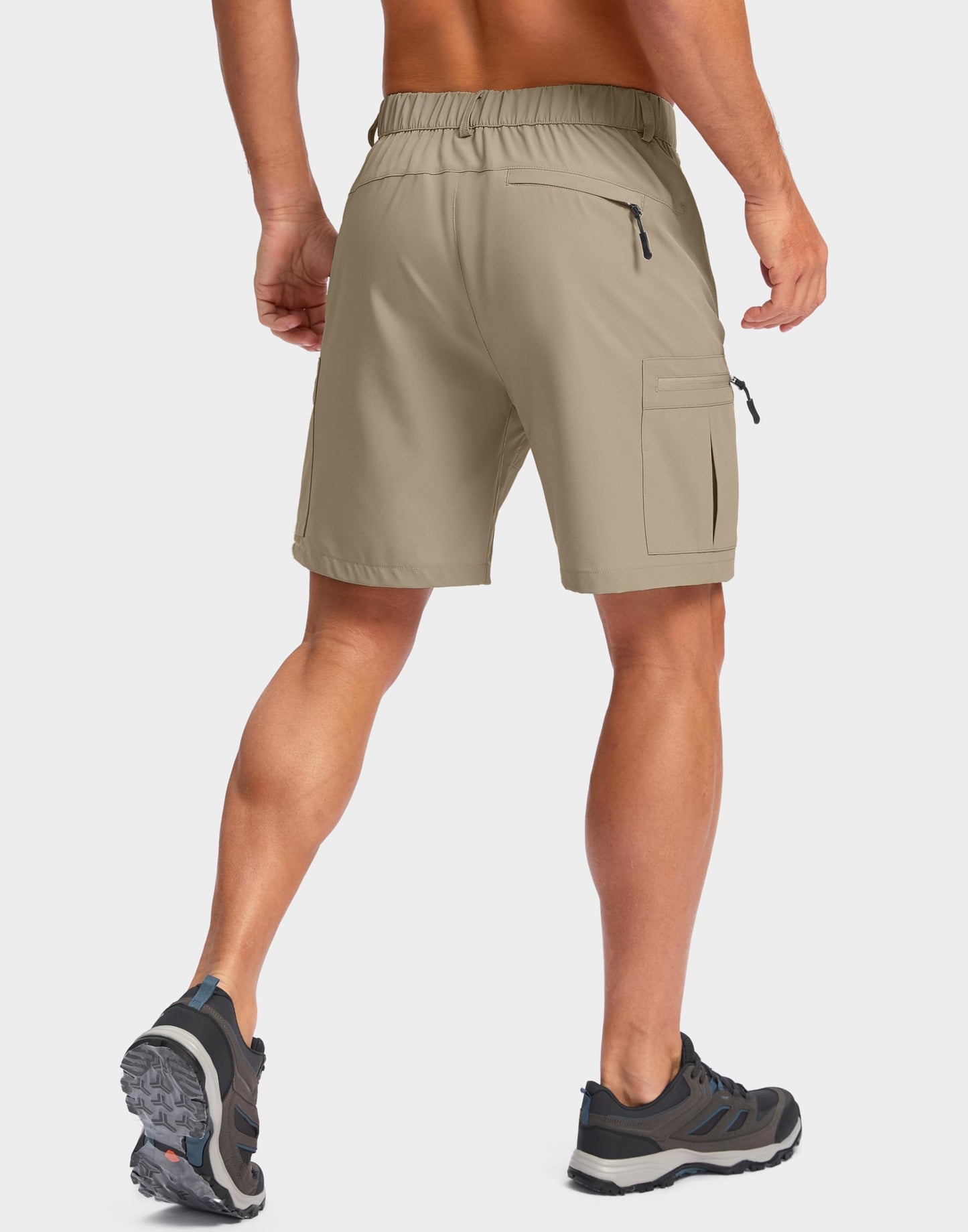 Pudolla Men's Hiking Cargo Shorts Lightweight 7" Travel Casual Shorts for Men Golf Work Outdoor with 5 Zipper Pockets(Dusty Khaki XX-Large)