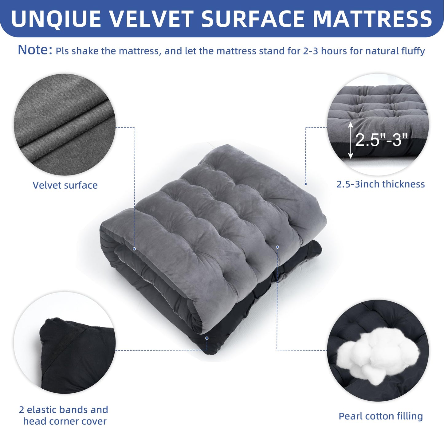 Fragess Camping Cot, Sleeping Cots for Adults, Portable Camping cots with Mattress, Pillow and Carry Bag, 1200D Double Layer Oxford, 600 LBS Weight Capacity Cots for Sleeping(Grey+Black)