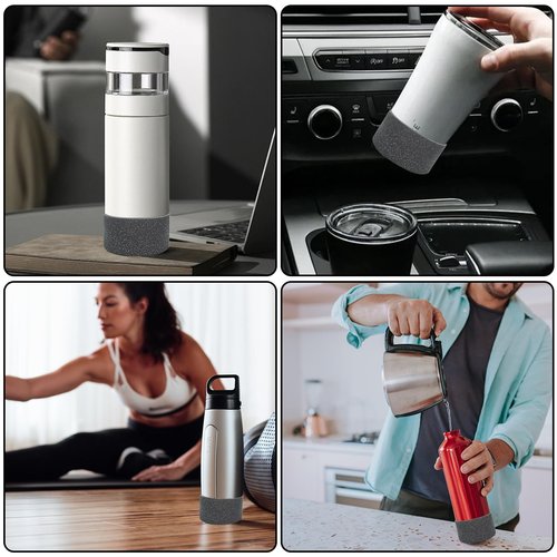 Protective Glitter Silicone Boot Bling Anti Slip Sleeve Water Bottle Sleeve Bottom Protector for Stanley Tumbler 20-40oz Hydro Flask 12-24oz and More Bottles Tumblers with 2.95in Bottom (Black)