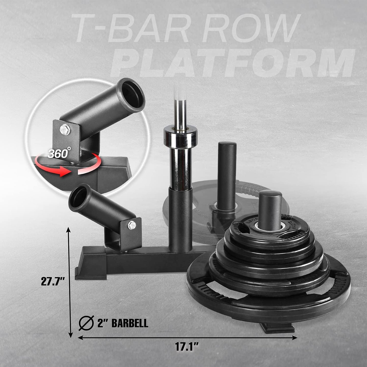 Yes4All Deluxe T-Bar Row Platform – Full 360° Swivel & Easy to Install – Fits 1” Standard and 2” Olympic Bars (8. Black - T-Bar Row Platform + Lock Jaw 1inch & 2inch)