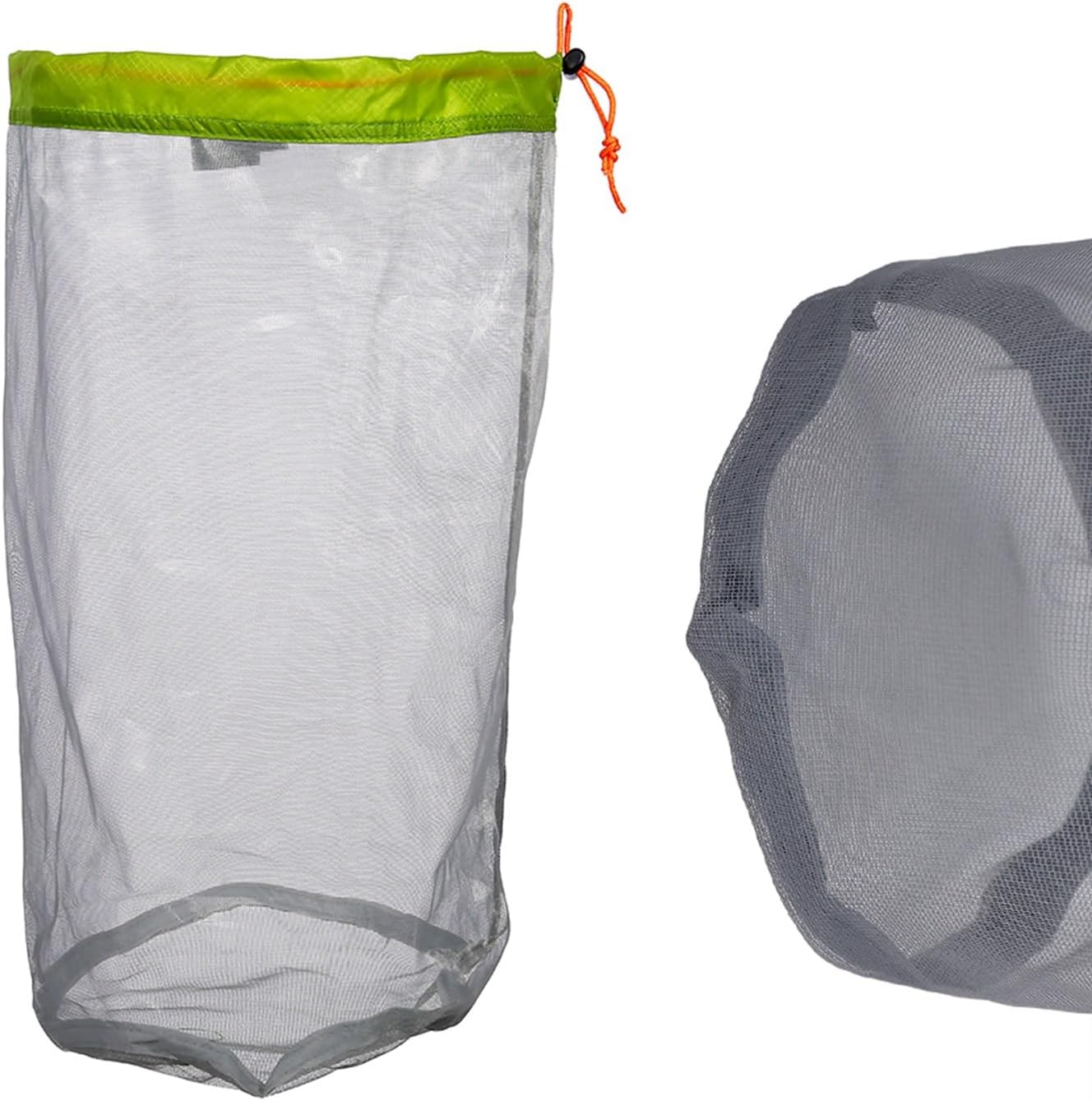 Mesh Stuff Sack Light Weight Nylon Mesh Drawstring Storage Bag for Travelling Hiking Camping Stuff Storage(Orange M)