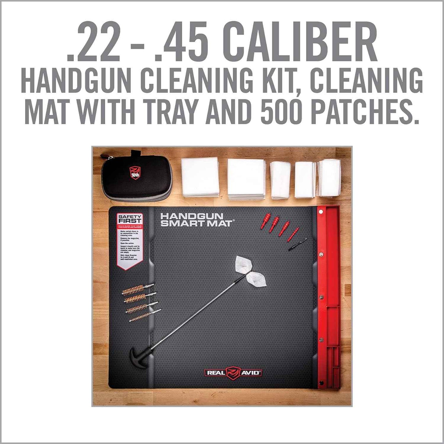 Real Avid Handgun Cleaning Kit with Gun Cleaning Mat & Magnetic Tray for 9mm, .40, .45 Caliber Pistols