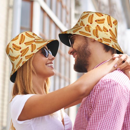 Hotdog Bucket Hat Summer Beach Fisherman Cap Packable Sun Hats