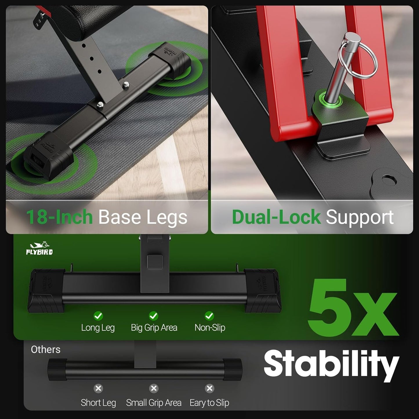 FLYBIRD Adjustable Weight Bench Fits up to 6'5'', 750LBS Capacity for Full Body Workout, 27LBS Sturdy Foldable Bench Press for Home Gym, 5X Stable Lifting Bench Incline Decline Flat Dumbbell Exercise