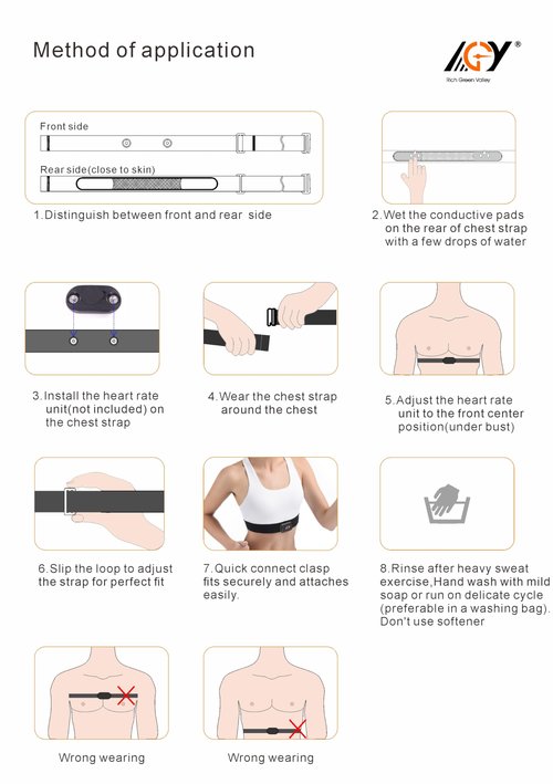 Rich Green Valley Heart Rate Monitor Chest Strap Replacement Belt Compatible with Polar H10 H9 H7 H1 Wahoo Tickr Garmin HRM Black&Gray