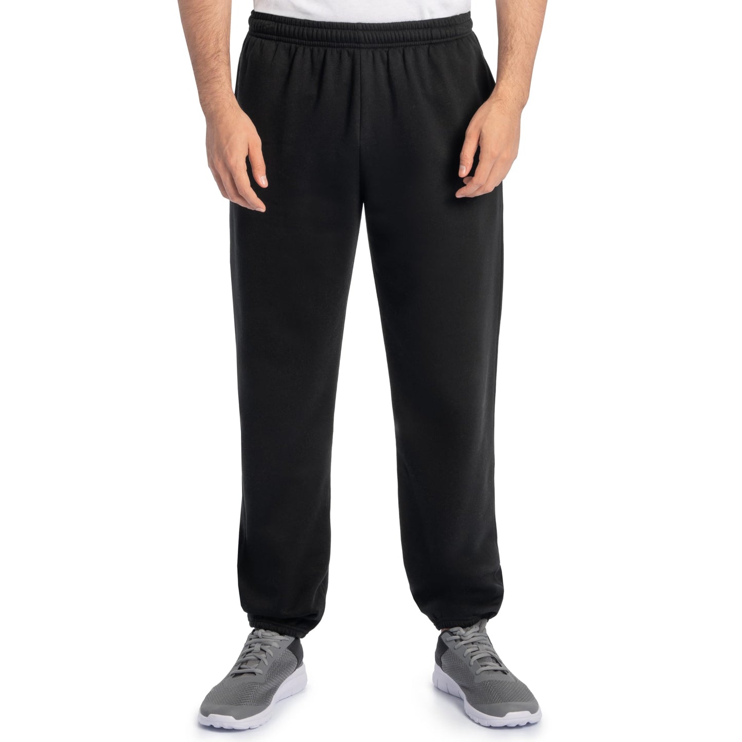 Fruit Of The Loom Mens Eversoft Fleece Elastic Bottom With Pockets, Relaxed Fit, Moisture Wicking, Breathable Sweatpants, Black, XX-Large US