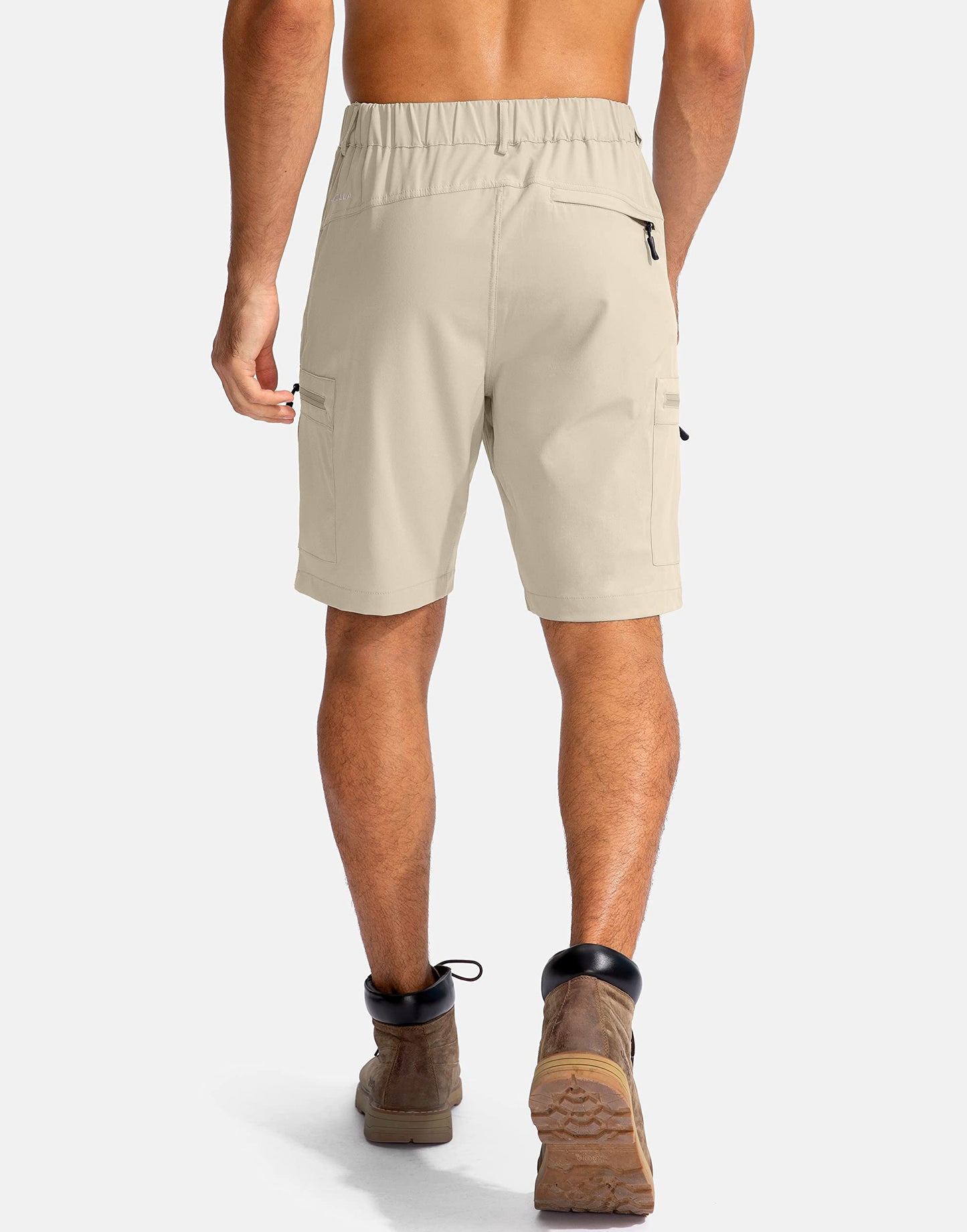 Pudolla Men's Hiking Cargo Shorts 9" Lightweight Outdoor Work Shorts for Men Travel Golf Camping Casual with 5 Zipper Pockets(Khaki Medium)