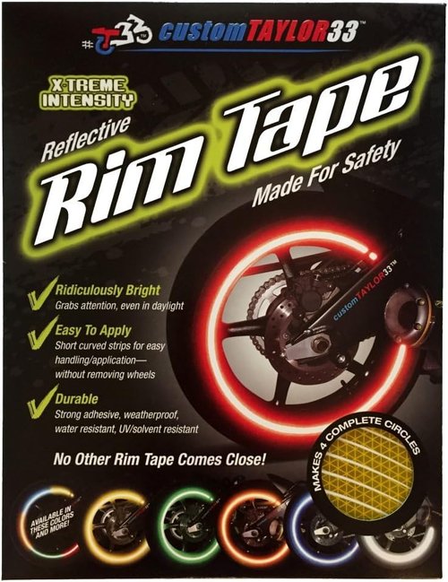 customTAYLOR33 (All Vehicles Yellow/Gold High Intensity Grade Reflective Copyrighted Safety Rim Tapes (Must Select Your Rim Size), 17" (Rim Size for Most SportsBikes)