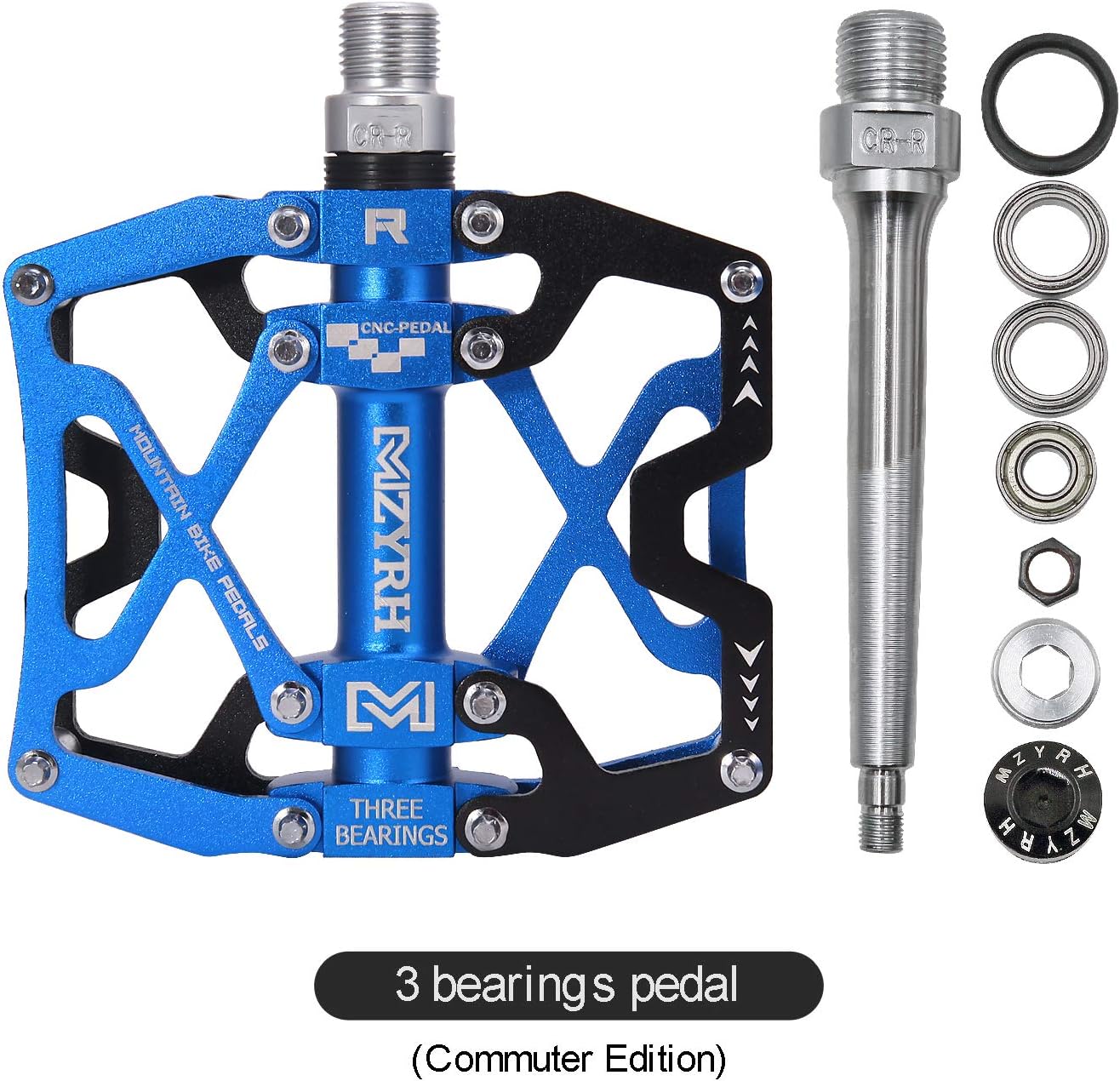 Mountain Bike Pedals, Ultra Strong Colorful CNC Machined 9/16" Cycling Sealed 3 Bearing Pedals