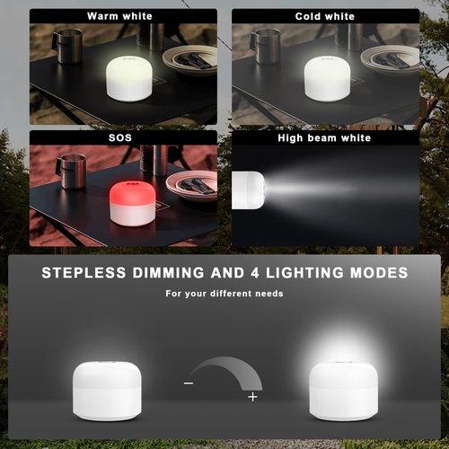 Outdoor Camping Light Portable Tent Light, 4000 mAh Charger Camping Light, Signal Light, Flashlight Light, Hurricane Emergency Light, Power Outage, Home, Hiking (White)