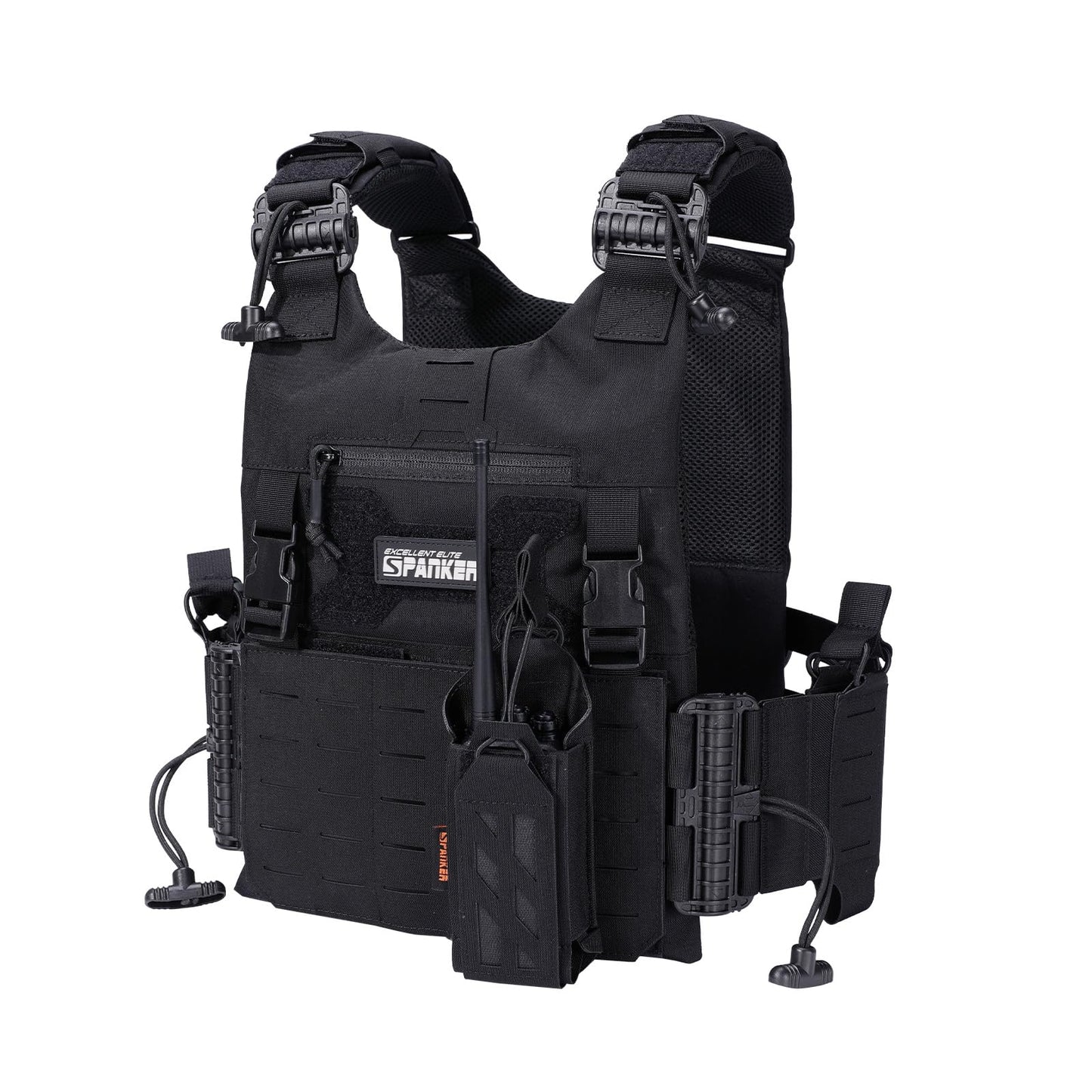 EXCELLENT ELITE SPANKER Tactical Universal Radio Holster Holder Molle Radio Pouch Adjustable for Duty Belt,Vest for Two Ways Walkie Talkie Holder(3 * 1 * 7inch)