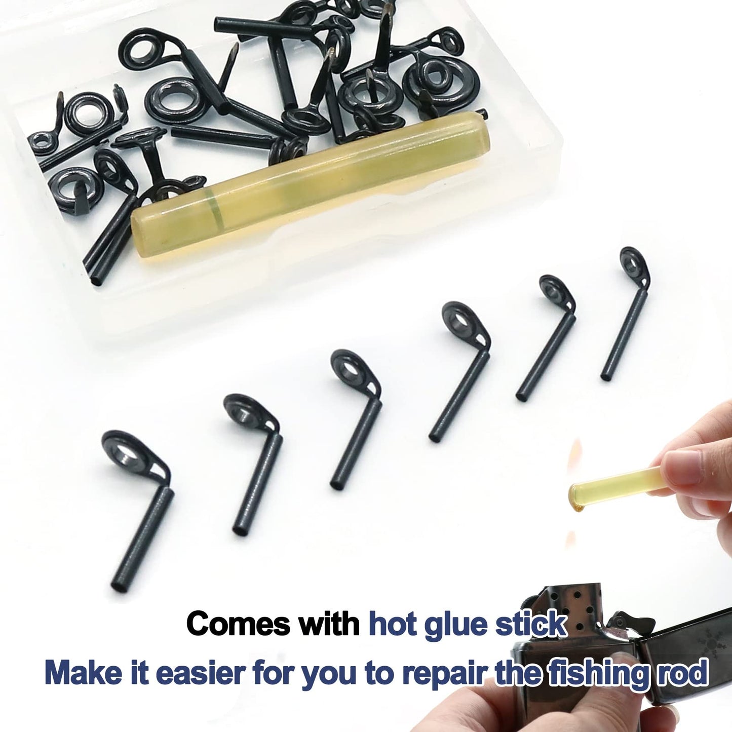 FishTrip Micro Rod Tips Repair Kit - 30pcs Baitcasting Rods Fishing Rod Tip Guides Replacement Kit Ceramic Micro Eyes Rings Saltwater Freshwater