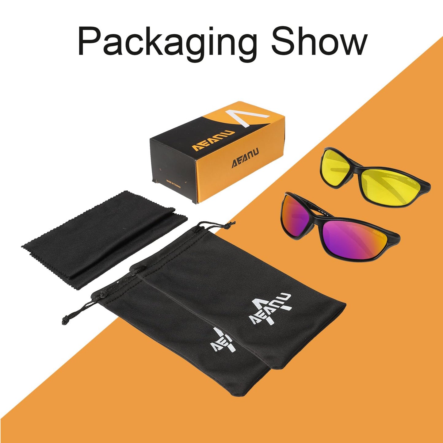 AEANU Day & Night Sunglasses 2-Pack for Women & Teens – Lightweight UV400 Mirrored and Yellow Lens Glasses for Outdoor, Driving, and Everyday Use