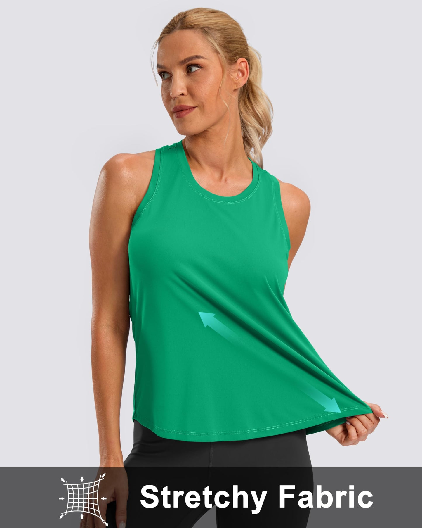 G Gradual Women's Workout Tank Tops Racerback Athletic Yoga Tops Loose Fit Sleeveless Running Gym Sports Shirts for Women(Green,XL)