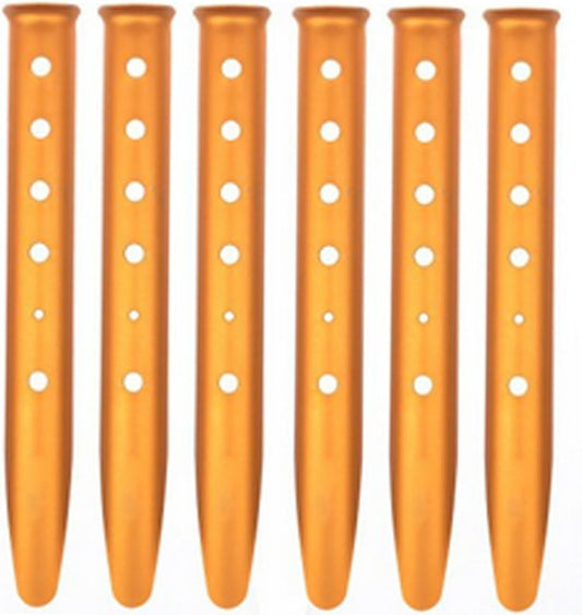 Ogrmar Aluminum Tent Stakes for Camping in Snow and Sand Tent Boating Hiking Backpacking Picnic Shelter Shade Canopy Outdoor Activity Pack of 6 (Orange, 6Pcs)