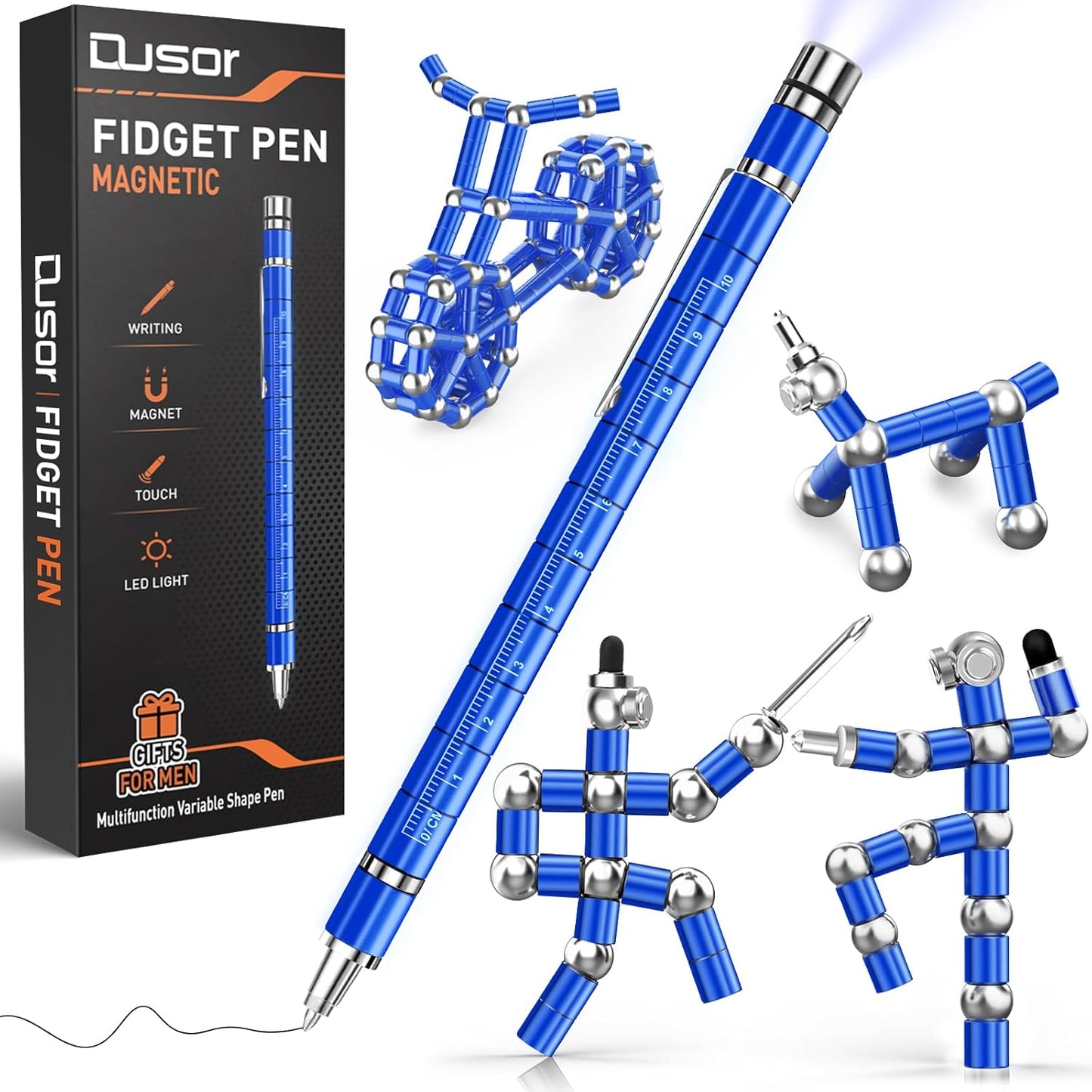 Gifts for Men Fidget Pen, Stocking Stuffers for Teens, White Elephant Gifts for Adults, Anniversary Birthday Gift for Men Him Husband Teenage Boy Brother, Mens Gift for Christmas Multifunction Pen