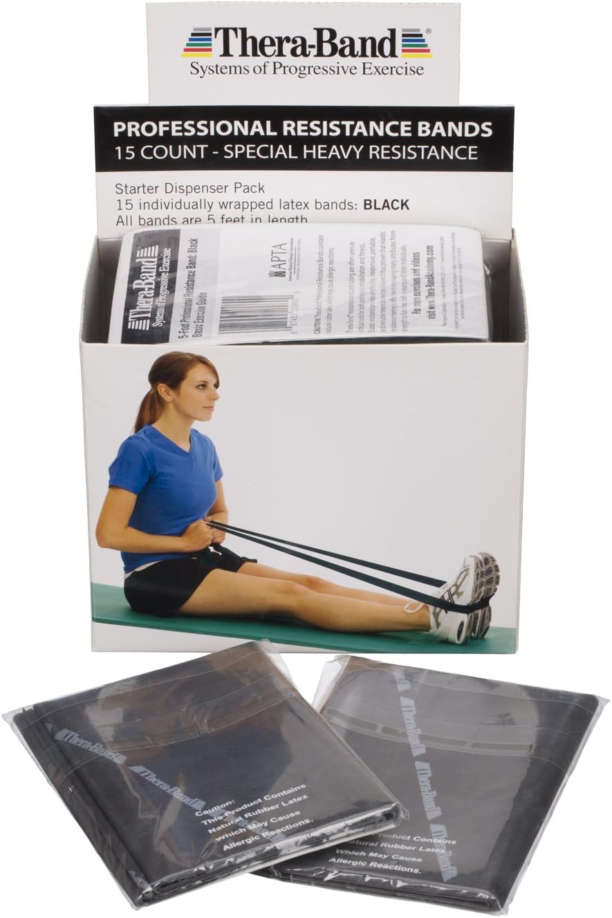 THERABAND Professional Resistance Bands - 5ft Latex Elastic for Home Workouts, Rehab & Pilates (15/30 Count)
