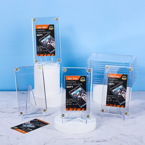 Screw Trading Card Protector with Display Stands Acrylic 35 PT Baseball Card Holder for Football Sports Game Business Display(30 Pcs)