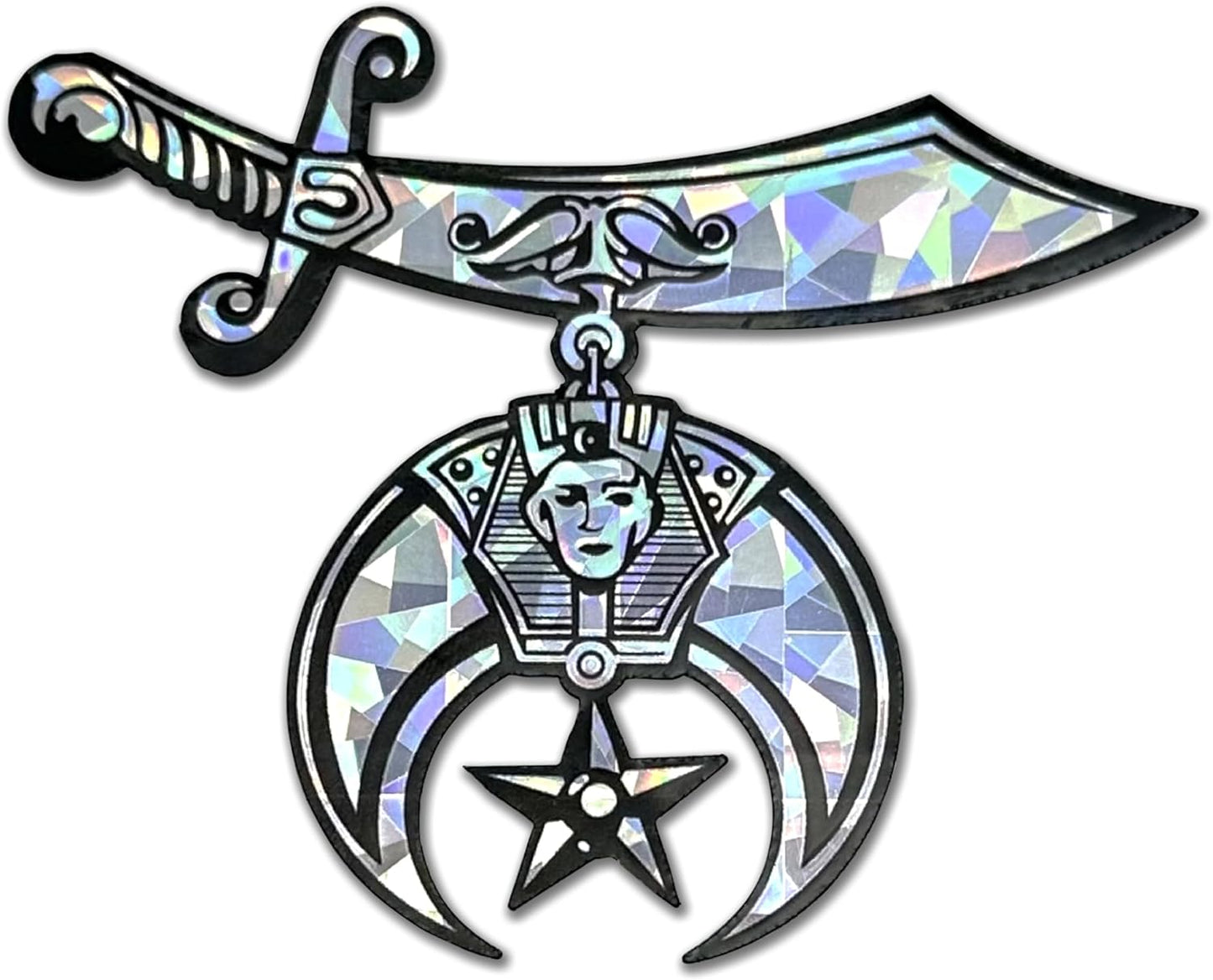 Elektroplate Shriner Metallic Silver Reflective Decal Sticker (3.6" x 3") | Premium Glossy All Weather Vinyl for Car, Water Bottle, Laptop, Tablet, Cooler, Bumper, Phone | Made in The USA
