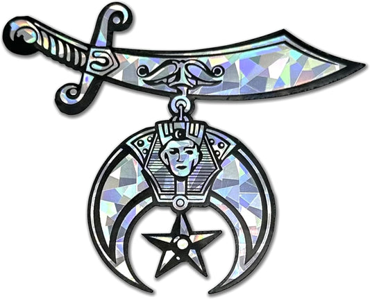 Elektroplate Shriner Metallic Silver Reflective Decal Sticker (3.6" x 3") | Premium Glossy All Weather Vinyl for Car, Water Bottle, Laptop, Tablet, Cooler, Bumper, Phone | Made in The USA