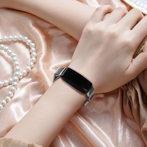 Meliya Compatible with Fitbit Inspire 3 Bands Women Men, Stainless Steel Metal Mesh Loop Adjustable Wristband Replacement Straps for Fitbit Inspire 3 Fitness Tracker