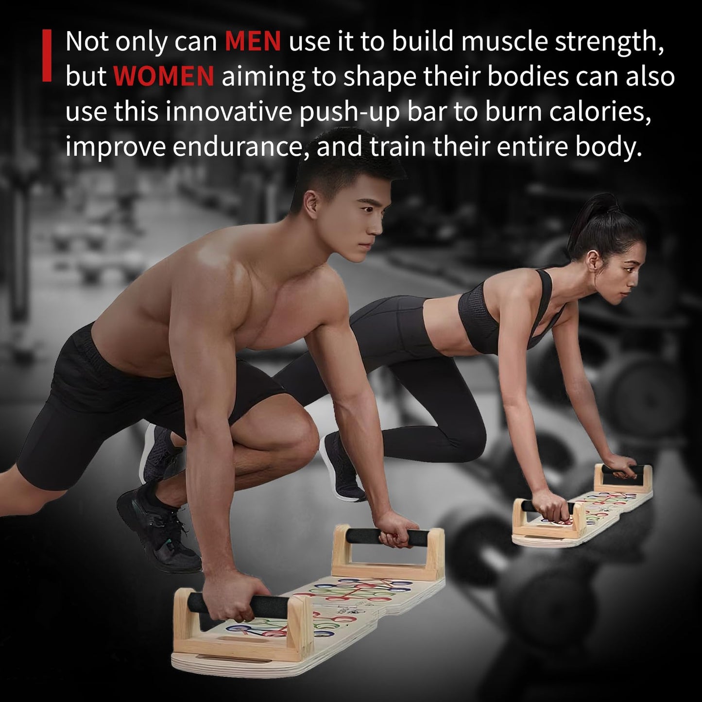 Foldable wooden Push up Board, Portable Push up Stand 14 in 1 Muscle Builder with Graphics Guide and 2 Solid Wood Pushup Handles, Pectoral and Biceps Strength Trainer