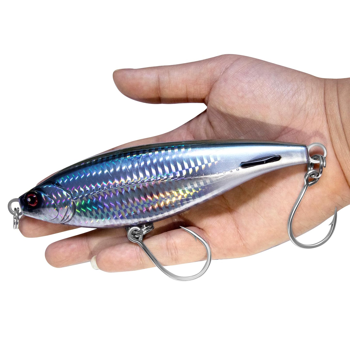 Alwonder High Speed Trolling Lures Saltwater Fishing Lures 6"/3oz Sinking Twitch Bait 7/0 Hook Deep Diving Jerkbait Fishing Plug Offshore Lure for Tuna Striper Mackerel Chrome Blue