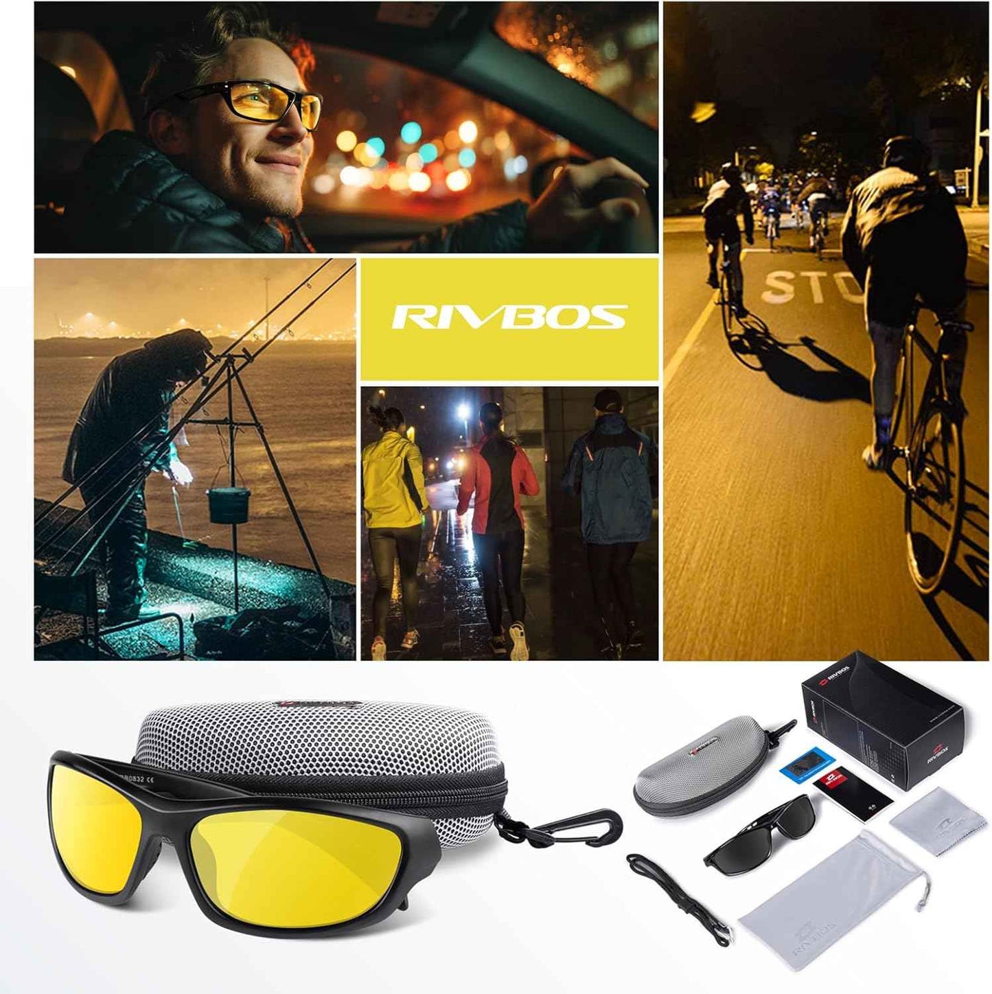 RIVBOS Polarized Sports Sunglasses for Men & Women - TR90 Frame for Cycling, Fishing, Running