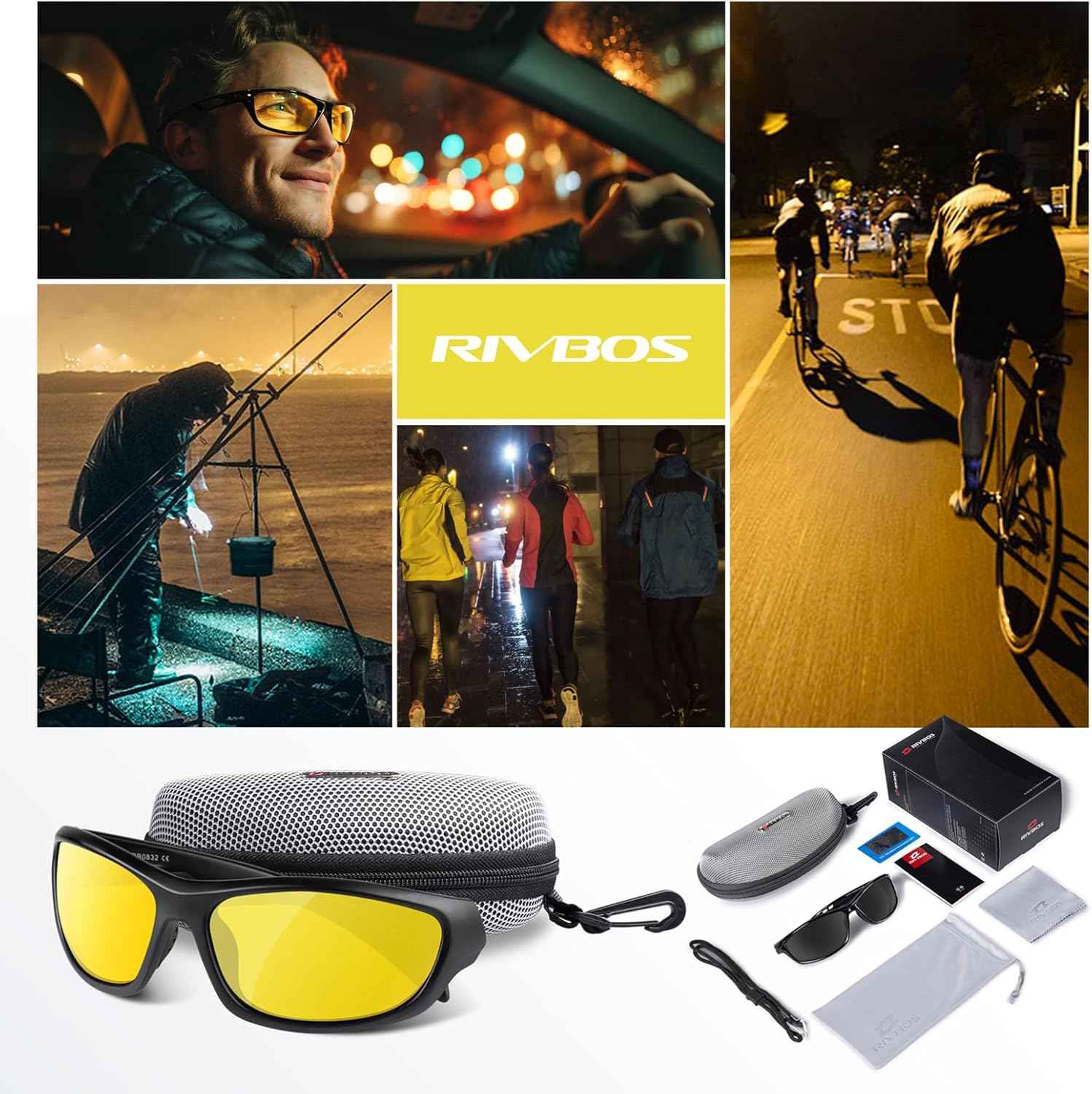 RIVBOS Polarized Sports Sunglasses for Men & Women - TR90 Frame for Cycling, Fishing, Running