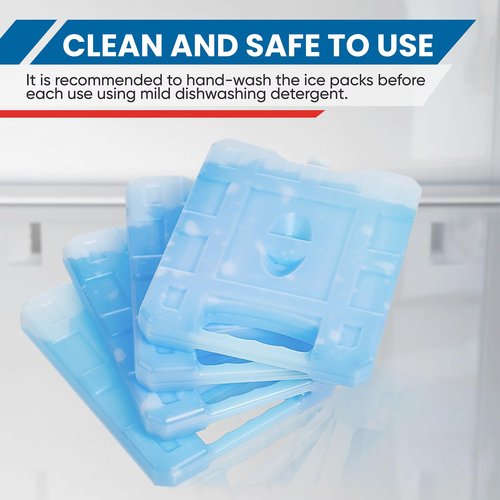 Sport Temp Reusable Large Ice Pack (4 Pack) Long Lasting - Perfect for Keeping Food Or Beverages Cold, Coolers, Camping, Beach Coolers, Hiking & More, Clear Blue