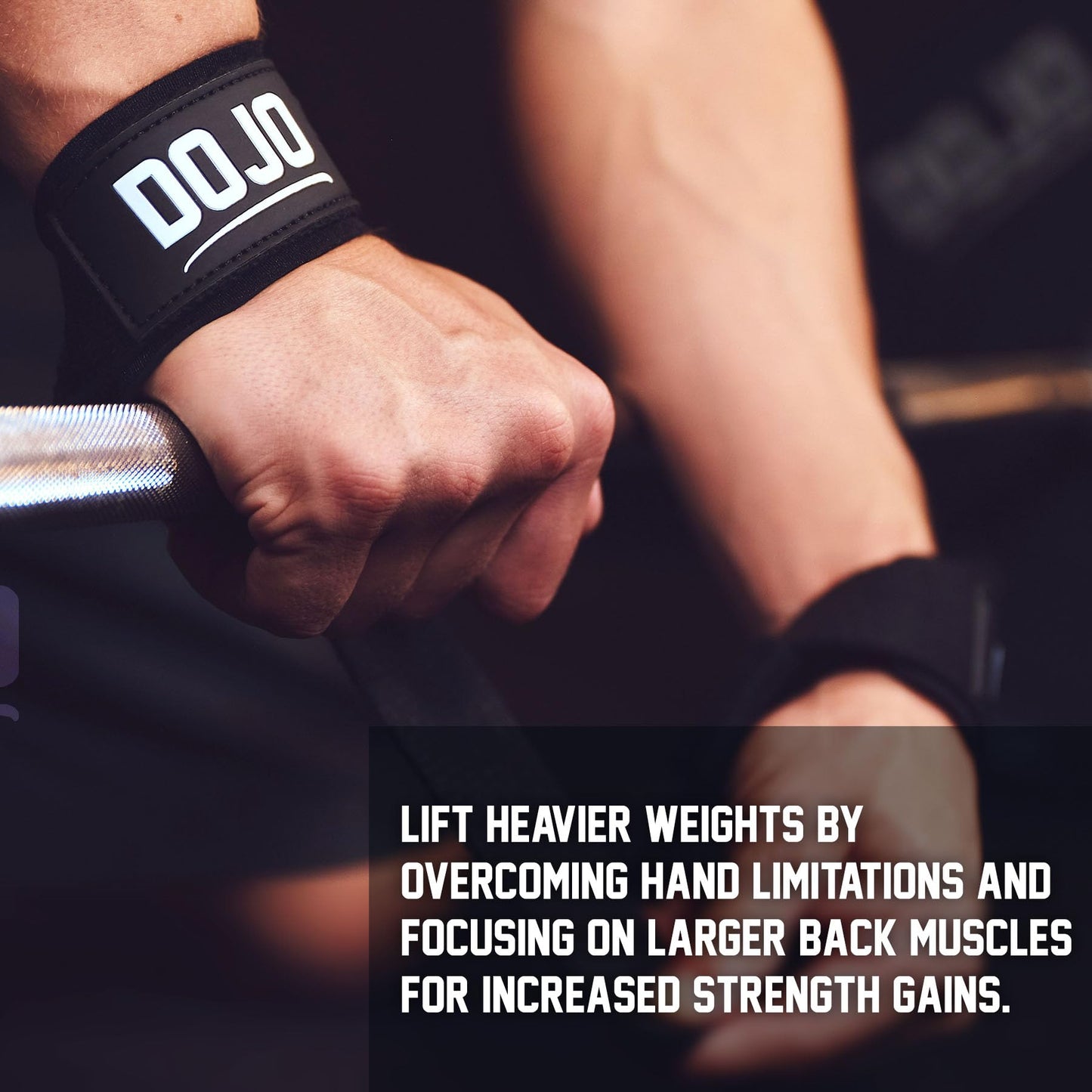 Dojo Weight Lifting Straps - Cotton Neoprene Padded Cushion Wrist Wraps Support for Deadlift Cross Training Powerlifting Bodybuilding - Workout Accessories - Weightlifting Gym Gloves for Men & Women