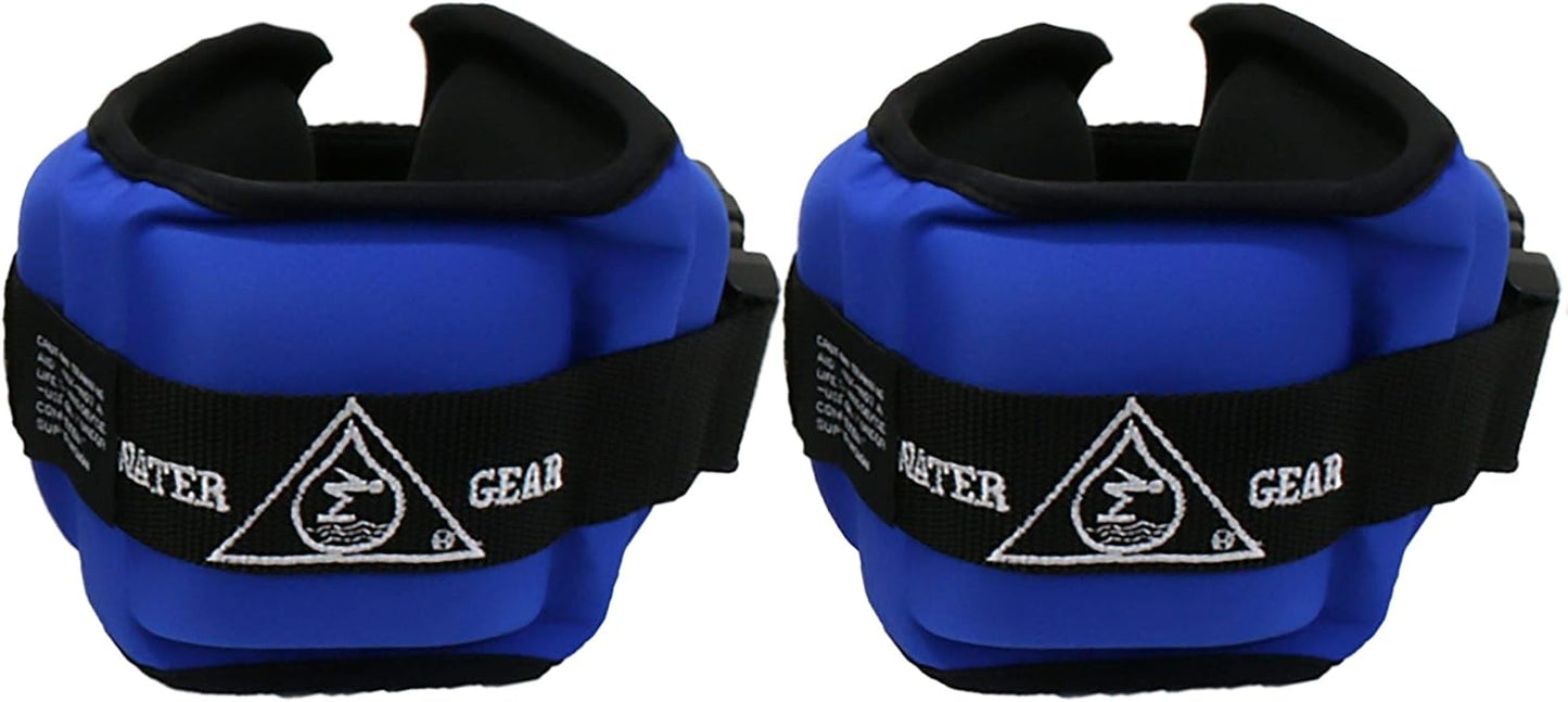 Water Gear Professional Aqua Cuffs - Aqua Aerobics Fitness Gear Bands for Ankle and Wrist - Swimming Pool Workout - Exercise Equipment Adjustable Ankle and Wrist Bands