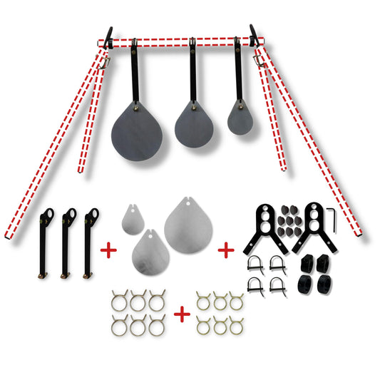 AR600 Steel Shooting Gallery Set - 8/6/4x5/16 for Rifles to 1500fpe .223/5.56 All Pistols Handguns