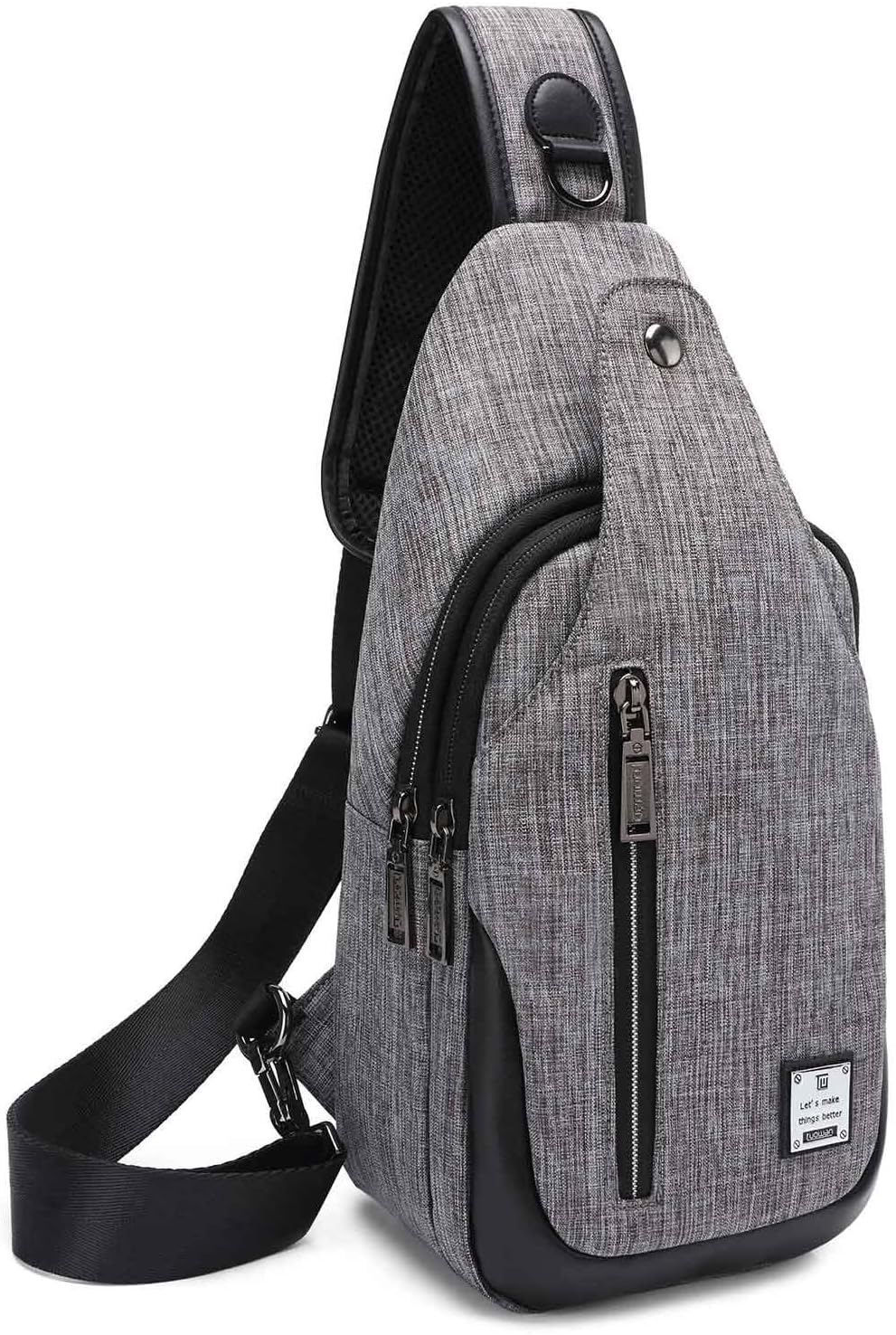 Small Sling Bag Crossbody Backpack Over the Shoulder Bag for Men Women Travel Outdoors, Lightweight Chest Pack (Large,Black)
