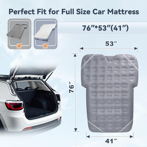GOTIDY Car Air Mattress Sheet, Cotton-Lined SUV Air Mattress Fitted Sheet, Ultra Soft TPU Waterproof Car Bed Sheet Fits SUV Air Mattress (Gray)