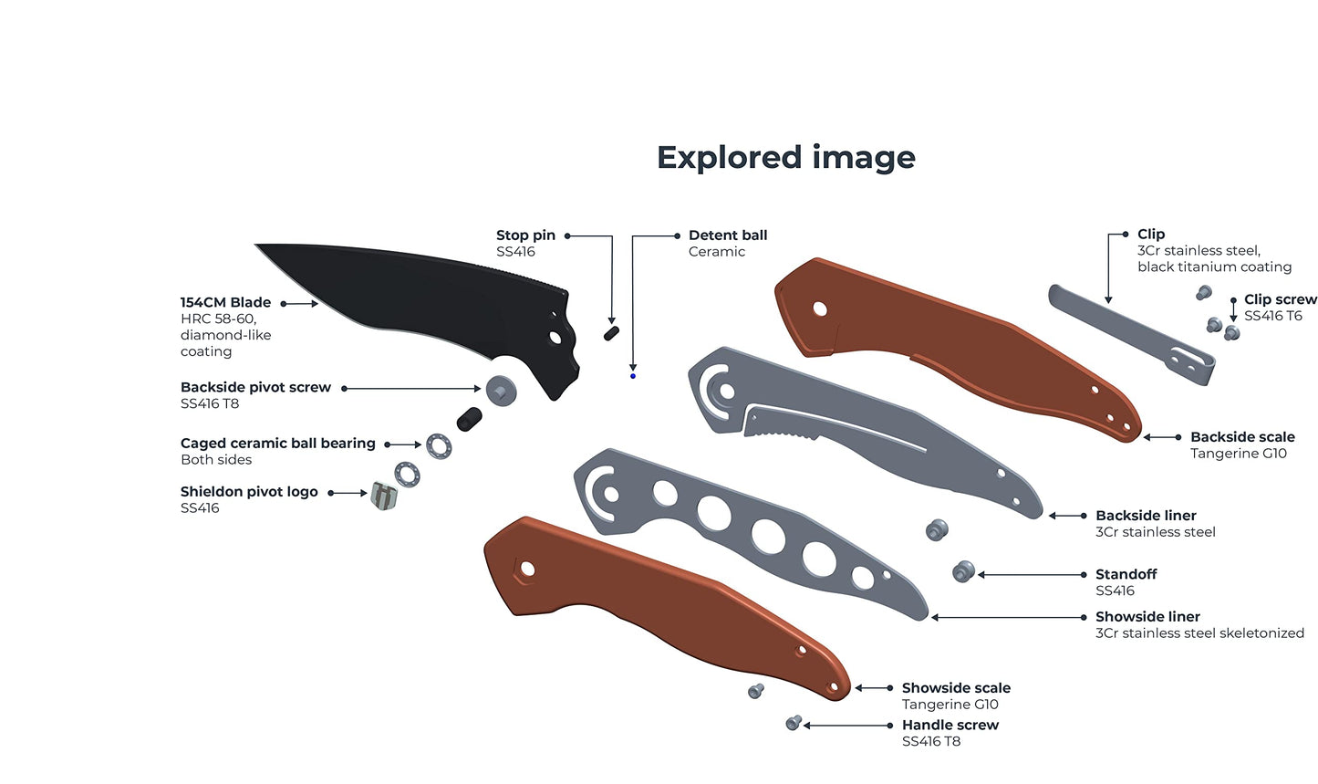 SHIELDON Viper Pocket Knife Black DLC Finish 154CM Steel Blade G10 Handle Nested Liner Lock Folding Knife Qualified for Outdoor Usage (Black Blade)