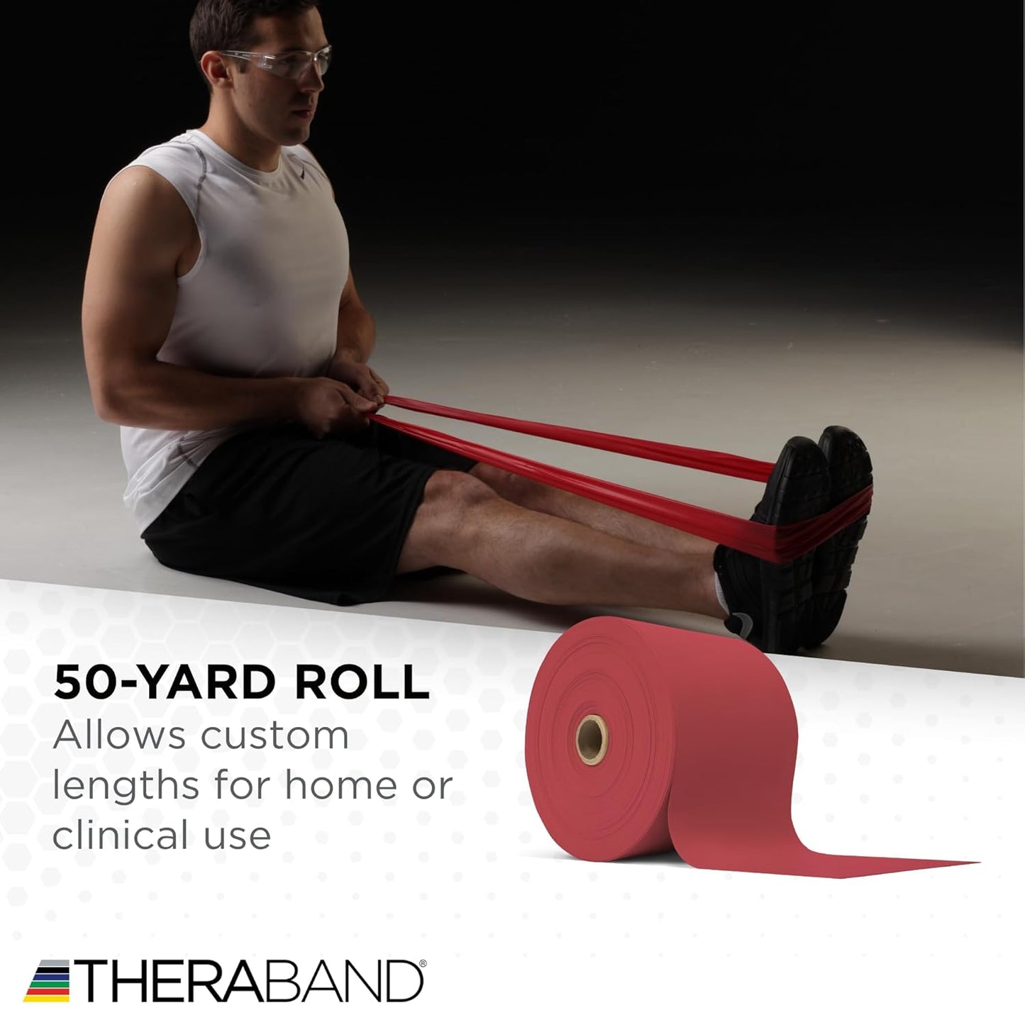 THERABAND Resistance Band, Green, Heavy, 50-Yard Roll, Latex Elastic Band for Exercise, Stretching, Physical Therapy, Yoga, Pilates, Home Workouts, Cut-to-Length, Color-Coded Levels