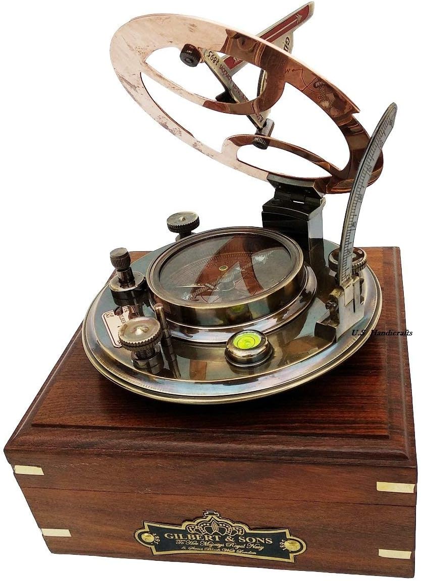 Antique Maritime Decor: Personalized Pocket Sundial Compass - Nautical Decor for Home, for Him, Copper Sailboat Accessories, Engraved Compass Gift