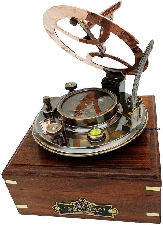 Antique Maritime Decor: Personalized Pocket Sundial Compass - Nautical Decor for Home, for Him, Copper Sailboat Accessories, Engraved Compass Gift